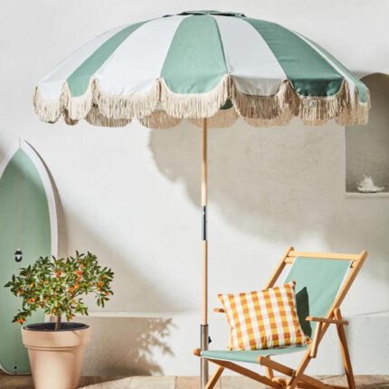 retro patio parasol sage white for backyard porches