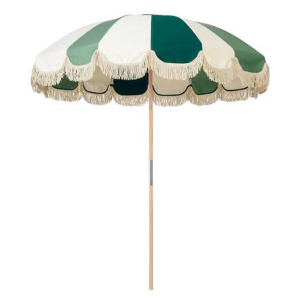 Wooden Pole Porch Umbrella with Tassels (1)
